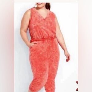 Lane Bryant NWT Sleeveless Jumpsuit Women's Size 22/24 Super Soft Red Acid Wash